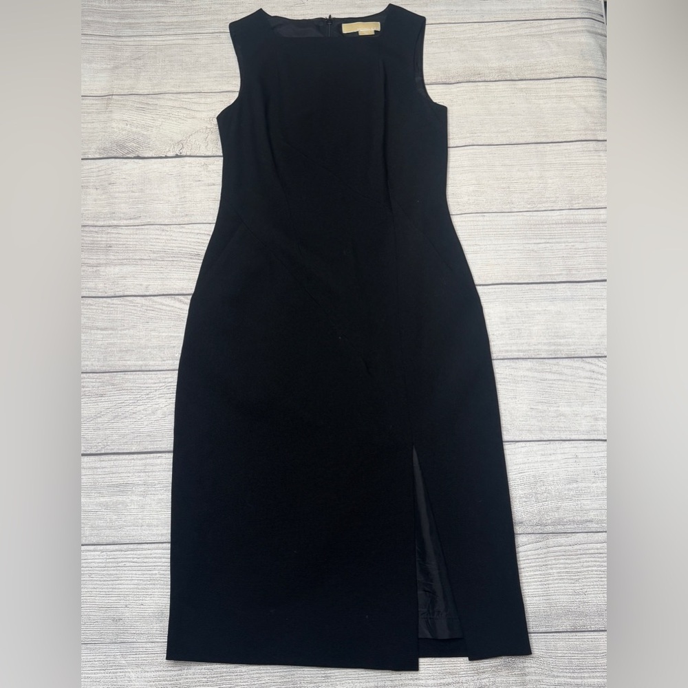 Michael Kors Little Black Dress Wool Sheath Made In Italy Size 2